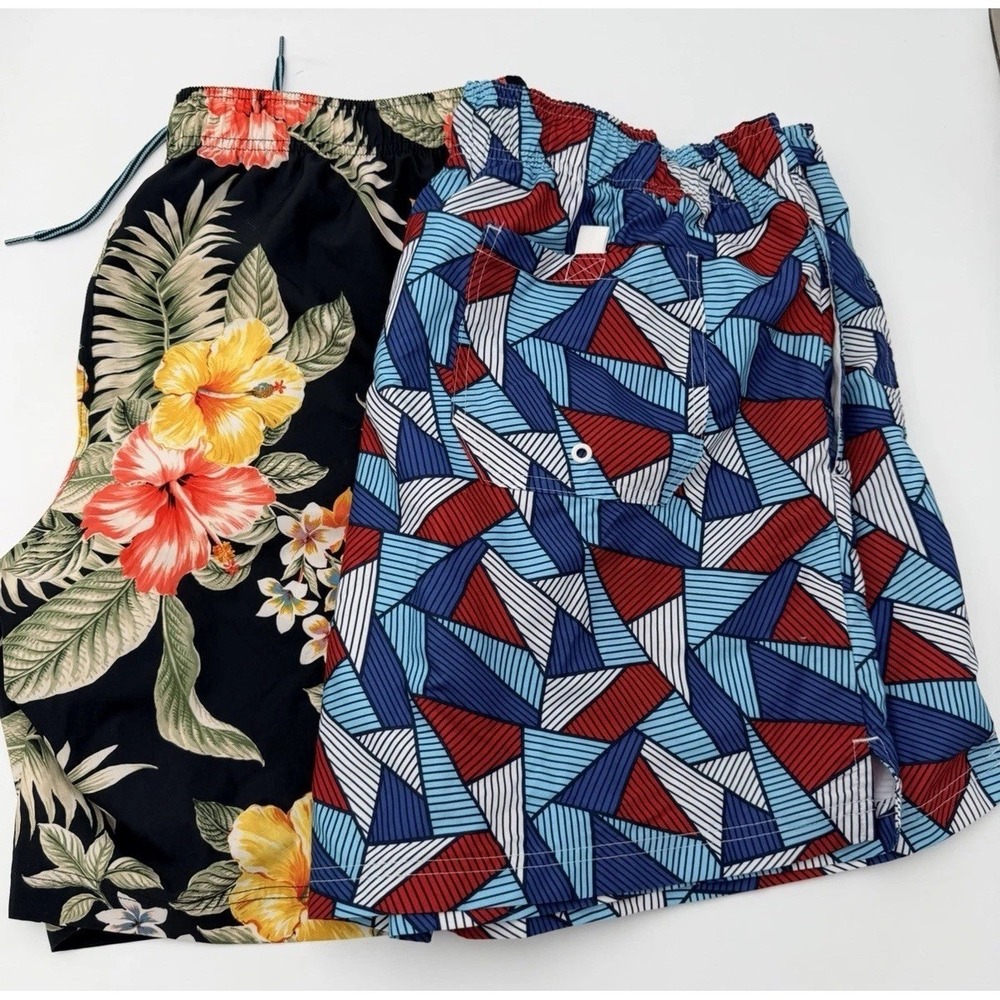 George Men's Swim Trunks Lot 2 XL 40-42 Mesh Lined Drawstring Board Shorts